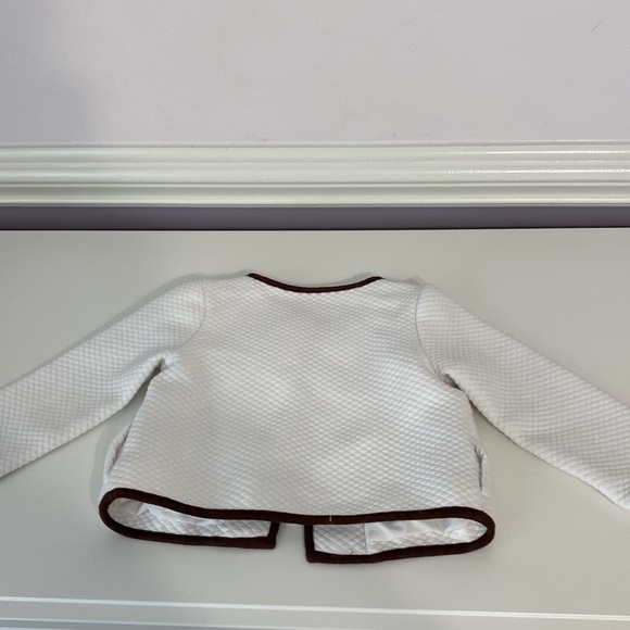Janie and Jack 2T White Quilted Jacket with Brown Trim - Picture 2 of 5